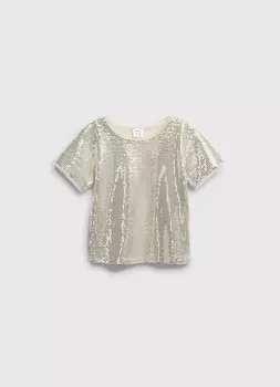 Футболка с пайетками для девочек, Желтый
