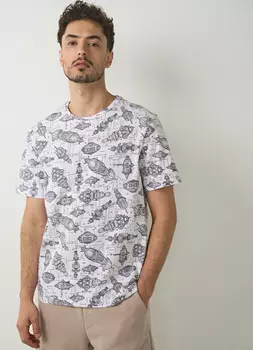 Футболка с принтом, Белый