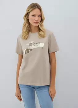 Футболка с принтом, Бежевый