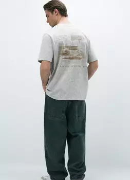 Футболка с принтом, Бежевый