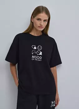 Футболка с принтом, Черный
