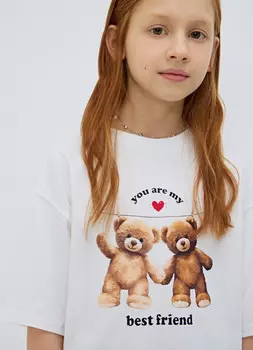 Футболка с принтом для девочек, Белый