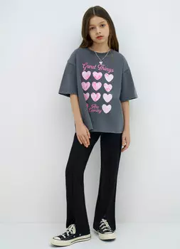 Футболка с принтом для девочек, Серый