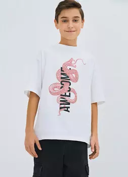Футболка с принтом для мальчиков, Белый