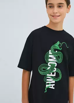 Футболка с принтом для мальчиков, Черный