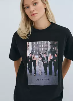 Футболка с принтом Друзья, Черный