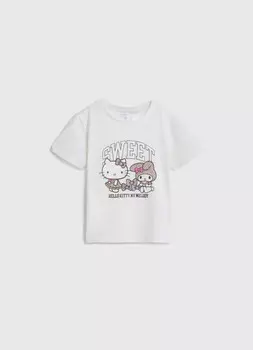 Футболка с принтом Hello Kitty для девочек, Белый