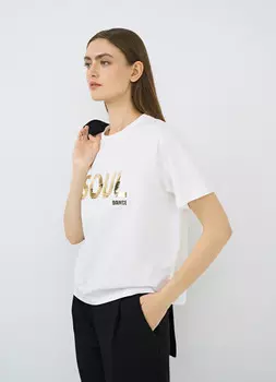 Футболка с принтом из пайеток, Белый