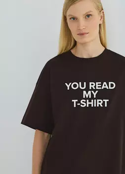 Футболка с принтом, Коричневый