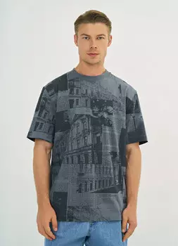 Футболка с принтом, Серый