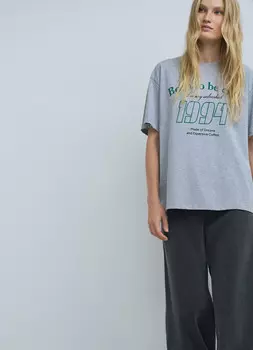 Футболка с принтом, Серый