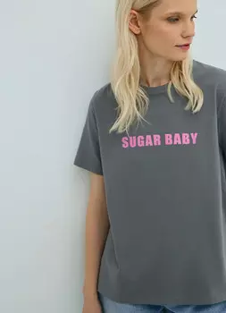 Футболка с принтом, Серый