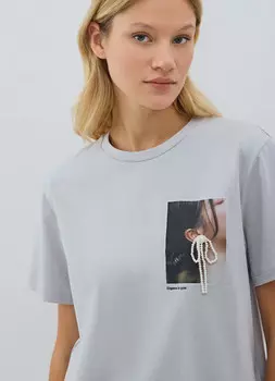 Футболка с принтом, Серый