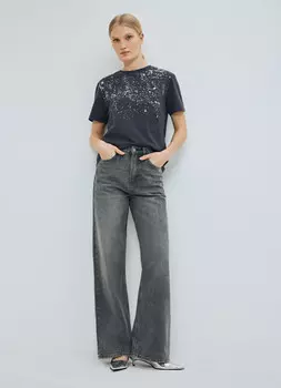 Футболка с принтом, Серый