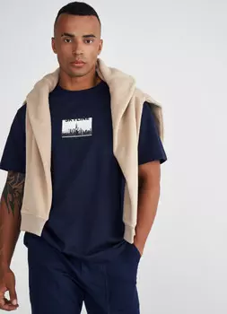 Футболка с принтом, Синий