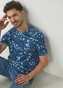 Футболка с принтом, Синий