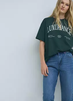 Футболка с принтом, Зеленый