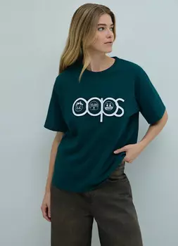 Футболка с принтом, Зеленый