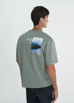 Футболка с природным термопринтом O'STIN х Экспедиция, Зеленый