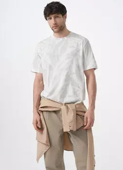 Футболка с растительным принтом, Белый