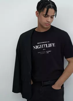 Футболка с текстовым принтом, Черный