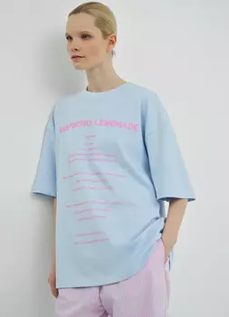Футболка с текстовым принтом, Голубой