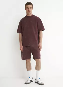 Футболка с текстовым принтом и эффектом стирки, Фиолетовый