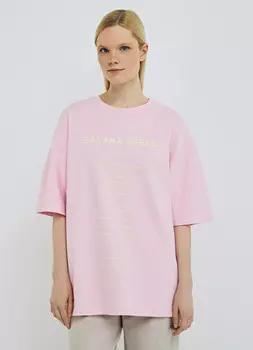 Футболка с текстовым принтом, Розовый