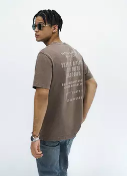 Футболка с текстовым принтом, Серый