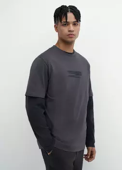 Футболка с текстовым принтом, Серый