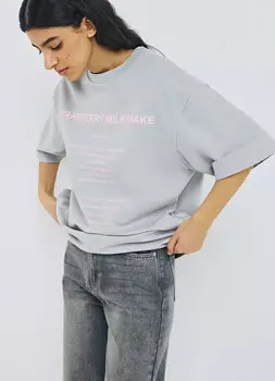 Футболка с текстовым принтом, Серый