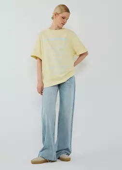 Футболка с текстовым принтом, Желтый