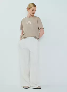 Футболка с вышивкой, Бежевый