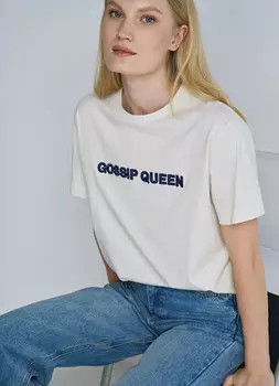 Футболка с вышивкой, Бежевый