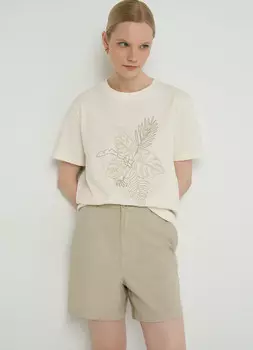 Футболка с вышивкой, Бежевый