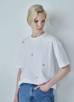 Футболка со стразами, Белый