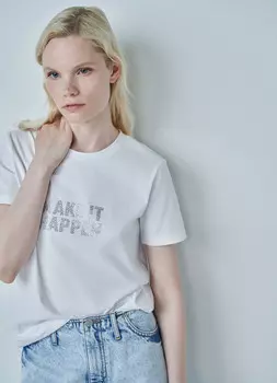 Футболка со стразами, Белый