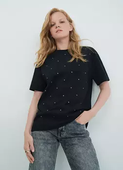 Футболка со стразами, Черный