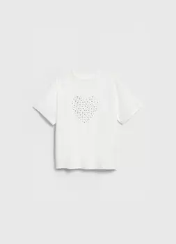 Футболка со стразами для девочек, Белый