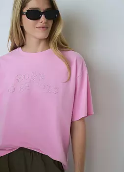 Футболка со стразами, Розовый