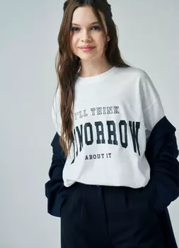 Футболка свободная для девочек, Белый