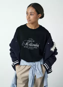 Футболка свободная для девочек, Черный