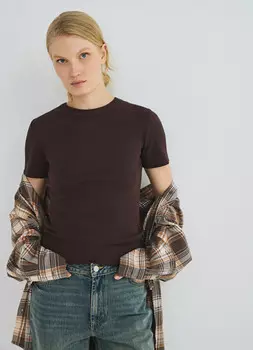 Футболка в рубчик, Коричневый