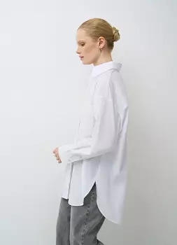 Хлопковая рубашка оверсайз, Белый