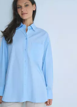 Хлопковая рубашка оверсайз, Голубой