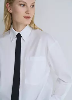 Хлопковая рубашка с галстуком, Белый