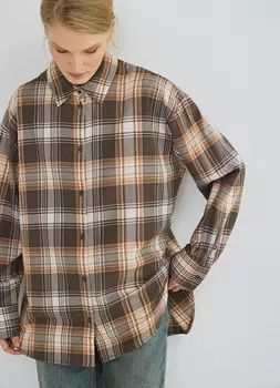 Хлопковая рубашка в клетку, Бежевый