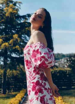 Хлопковое платье мини с объёмными рукавами, Красный