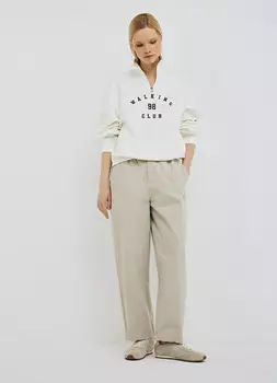 Хлопковые брюки Balloon с эластичным поясом, Бежевый