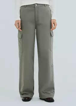 Хлопковые брюки карго с накладными карманами, Зеленый